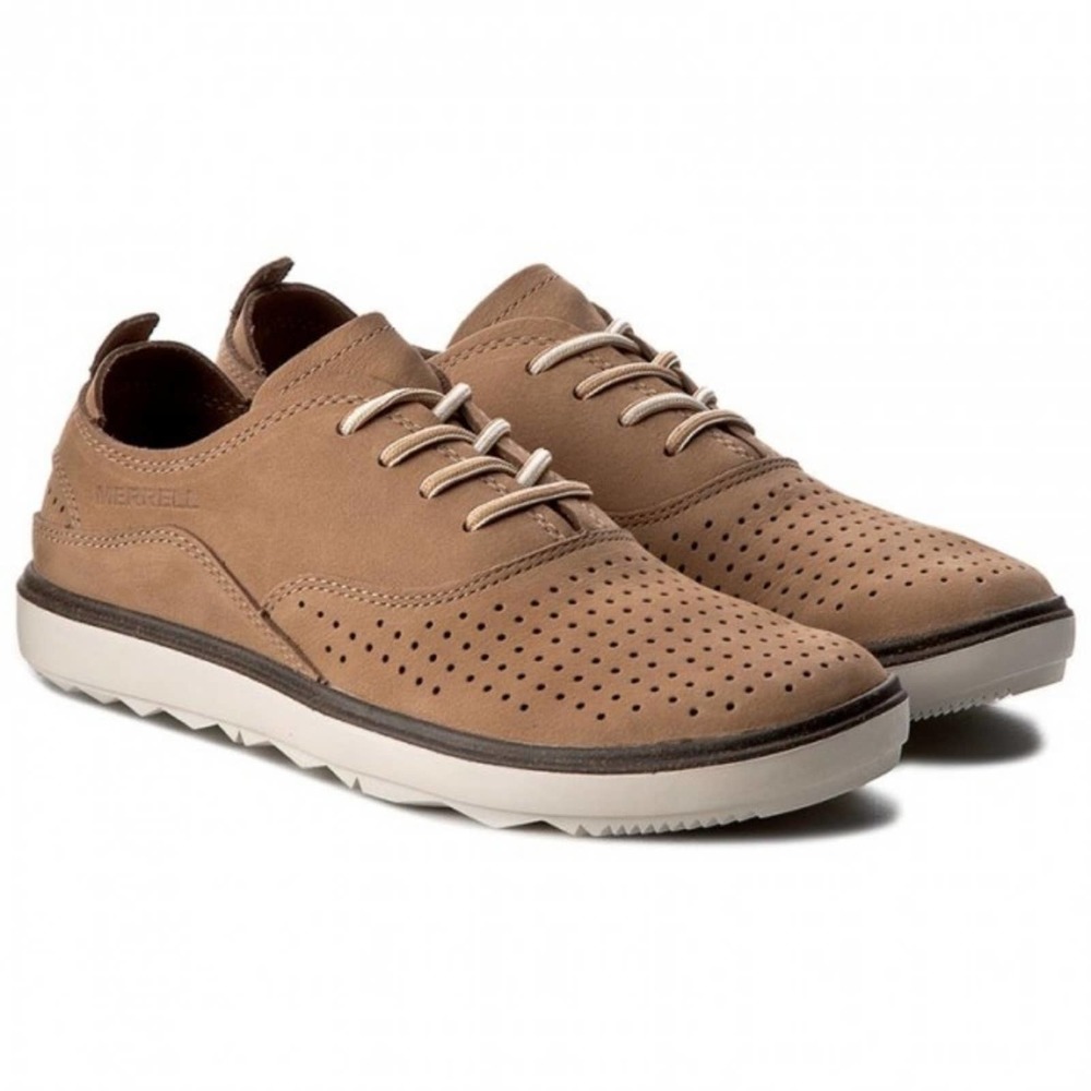 Merrell Around Town Lace Air Oxford Sneakers Tan Brown Leather Comfort Size 7